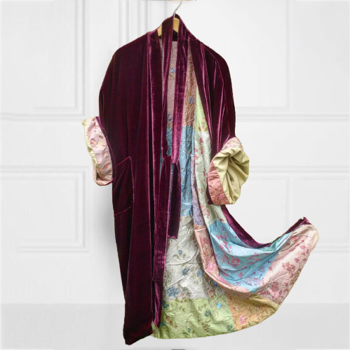 Casual Fashion Lined Printed Velvet Kimono Duster