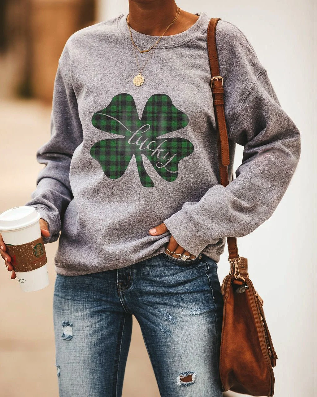 Women's Lucky Clover Print Sweatshirt