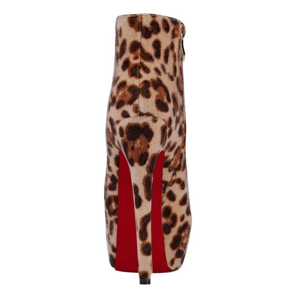 6.1" Women's Sky High Heels Platform Red Bottom Shoes Winter Suede Ankle Boots-MERUMOTE