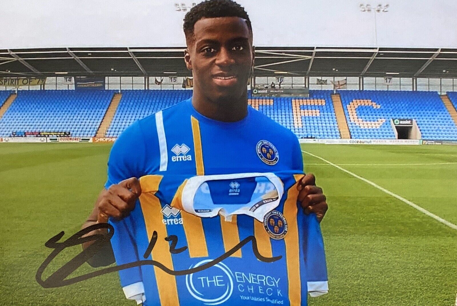 Josh Emmanuel Genuine Hand Signed Shrewsbury Town 6X4 Photo Poster painting