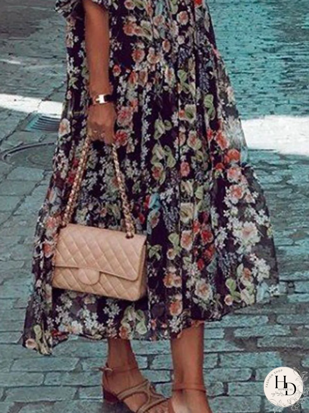 V Neck Jacquard Short Sleeve Weaving Dress