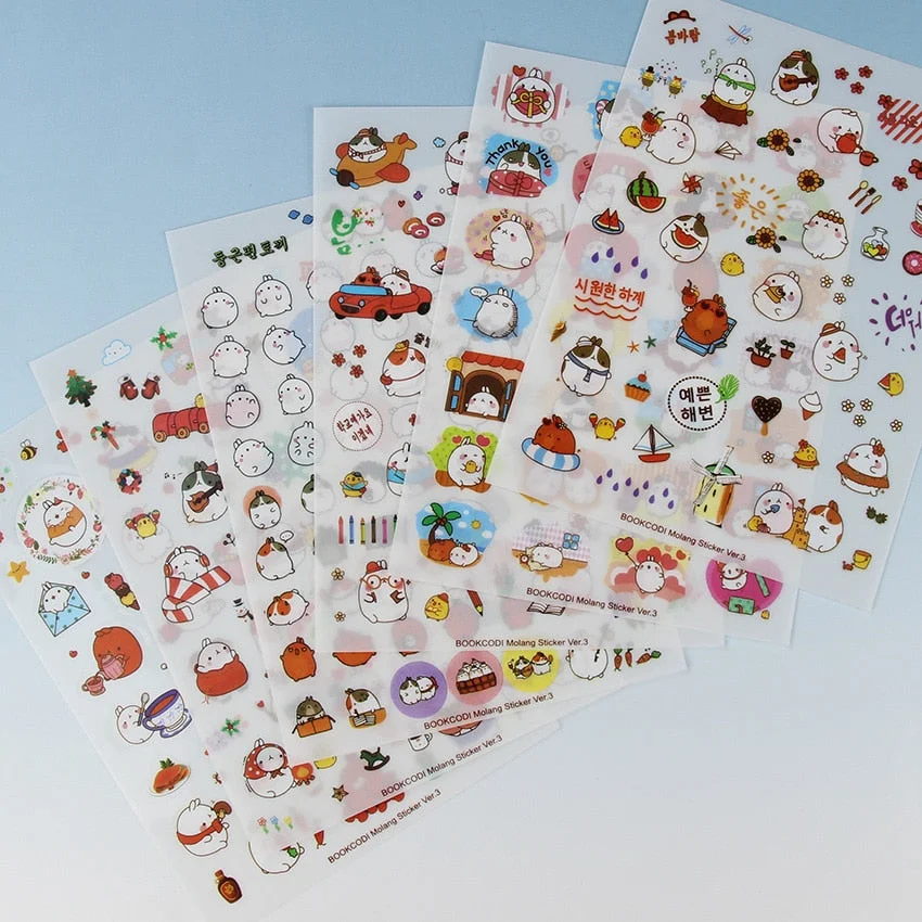 6 Sheets/pack New Korea Creative Potato Rabbit Series Pvc Sticker Set Kawaii Stationery Animal Stickers