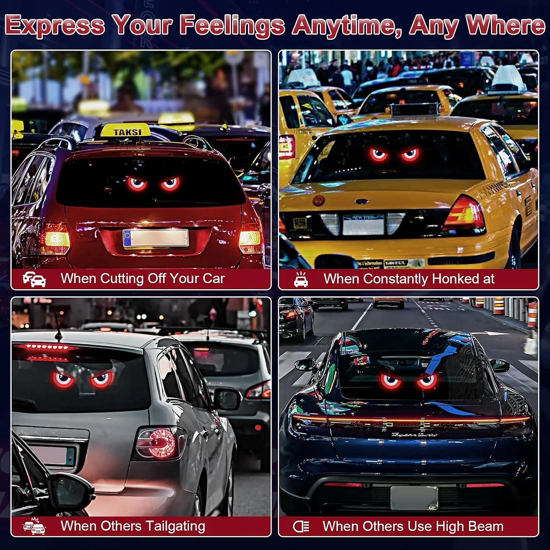 PIFOOG LED Devil Eyes Light for Car Window Demon Evil Eye Sign Lights Cars Back Windshield USB Road Rage Light up Flicker Signal Lighting Cool Fun Stuff Accessories Amber Yellow