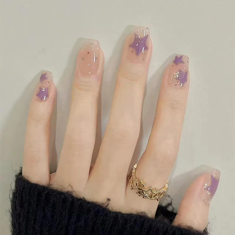Churchf Churchf Nail Solid Color Removable Nail Nail Nail Patch Star Nail Simple Fake Nail 30 Pieces