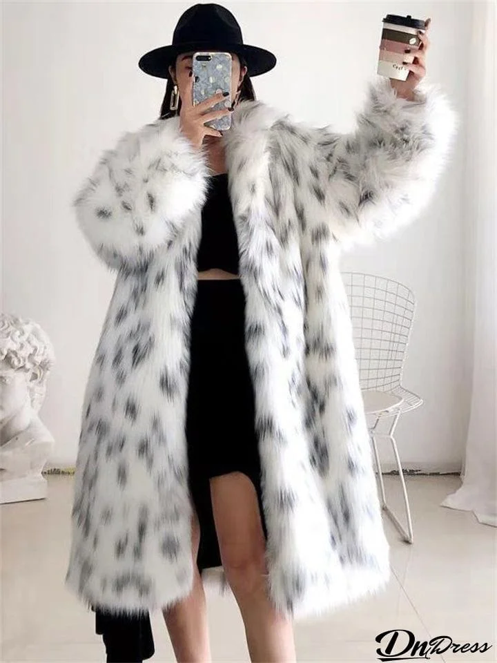 Fashion Loose Faux Fox Fur Thicken Keep Warm Lady Long Coats