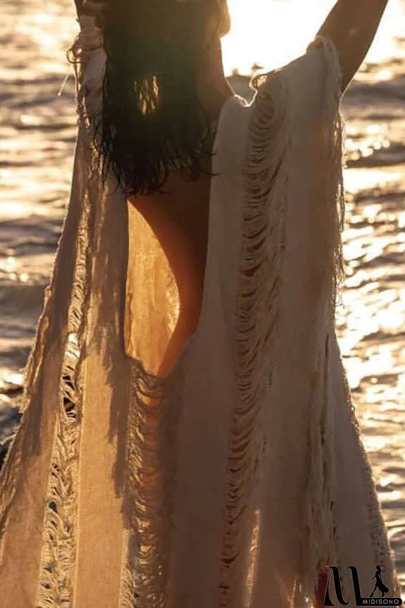 MidiSono - Raw Frayed Curning Cover Dress