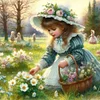 Cute Girl-11CT Stamped Cross Stitch 40*40cm/15.75*15.75in tapestrymarket