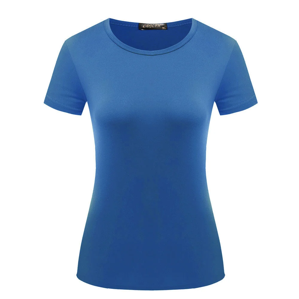 Uveng Women's Solid Color Pullover T-shirt Short Sleeve Wear
