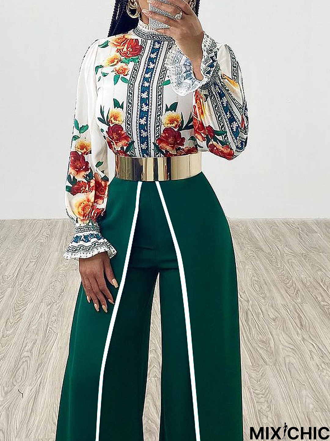 Stand Collar Urban Long sleeve Regular Fit Blouse
