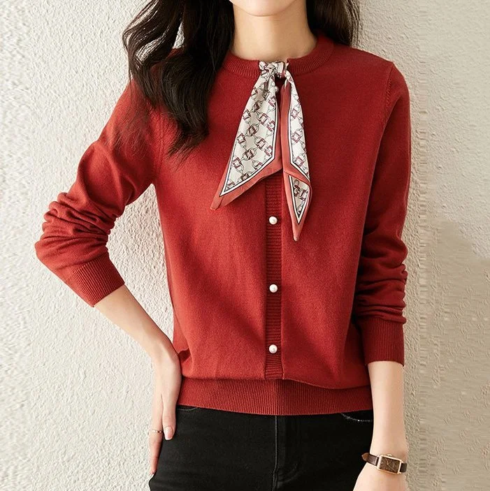 Long Sleeve Buttoned Knitted Vintage Sweater QueenFunky