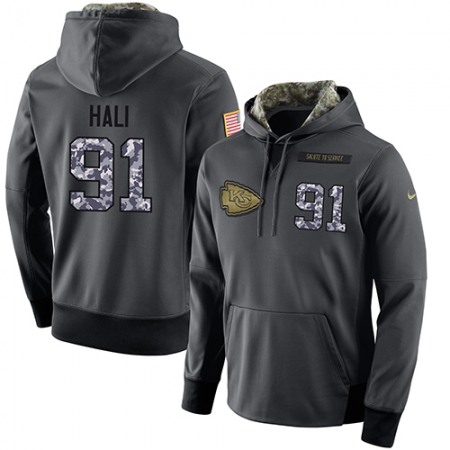 NFL Men's  Kansas City Chiefs #91 Tamba Hali Stitched Black Anthracite Salute to Service Player Performance Hoodie
