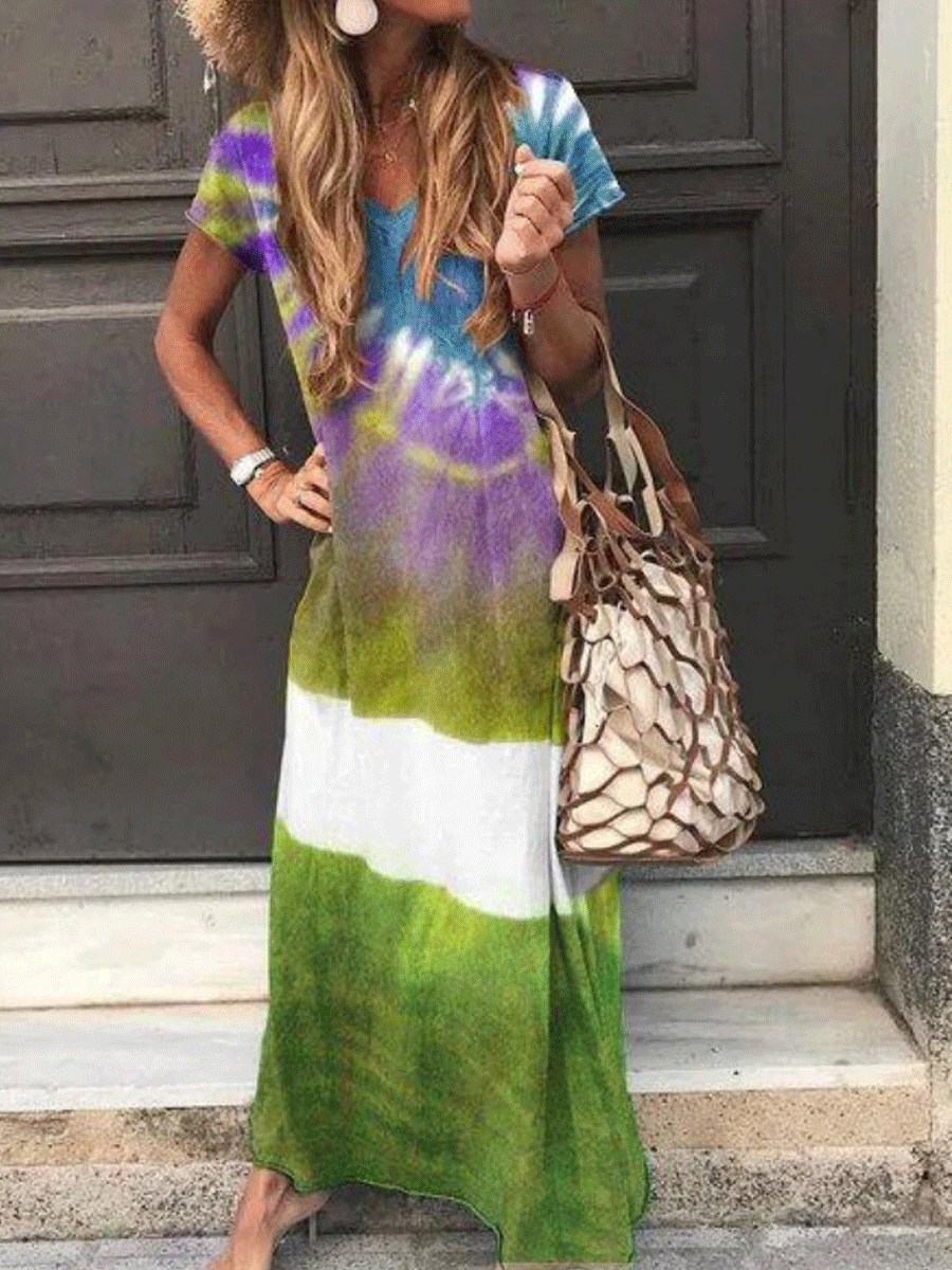 Tie-dye Short Sleeve Dress