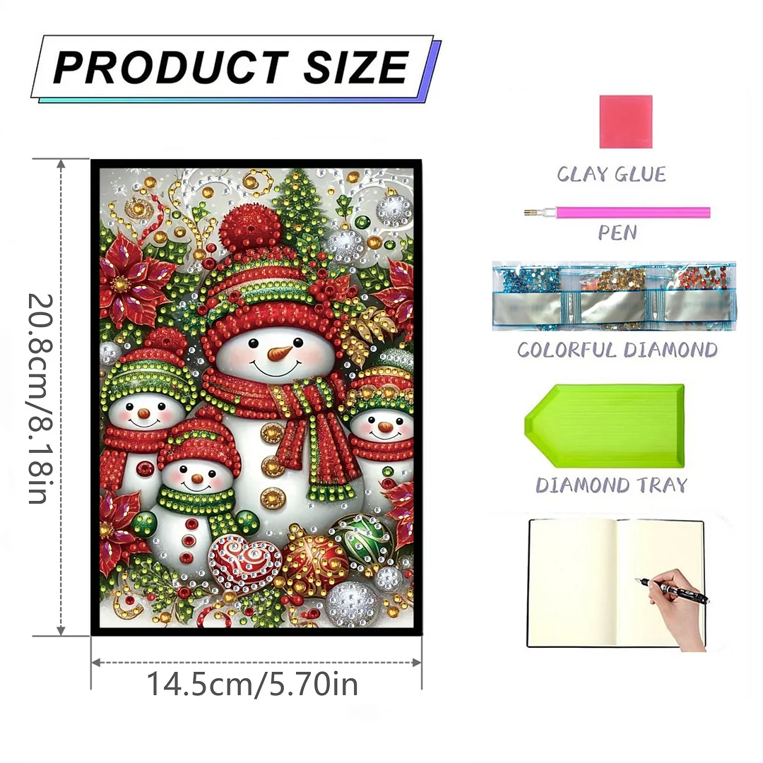 50-Page A5 Snowman Diamond Painting Notebook for Adult Holiday Birthday Gift