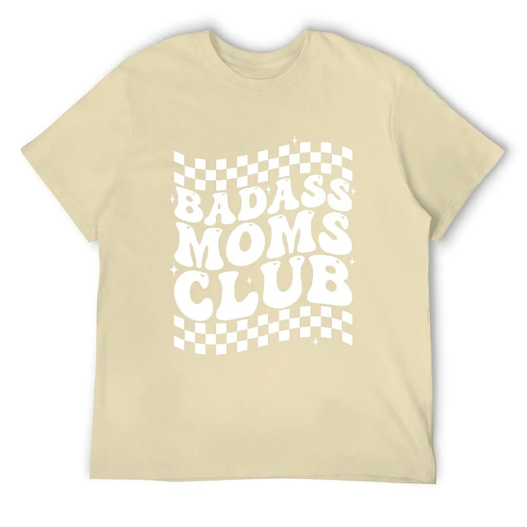 Printed Unisex Short Sleeve Cotton T-shirt for Men and Women Pattern Bad Ass Moms Club