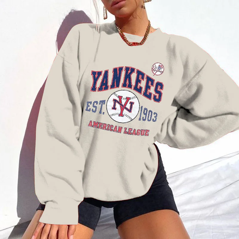 Vintage Support New York Yankees Baseball Print Sweatshirt