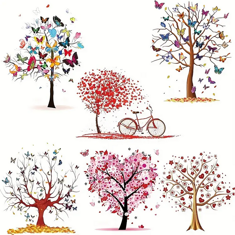 6pcs/set Beautiful Tree Washable Heat Transfer For T-Shirt Arts Craft Home Decors