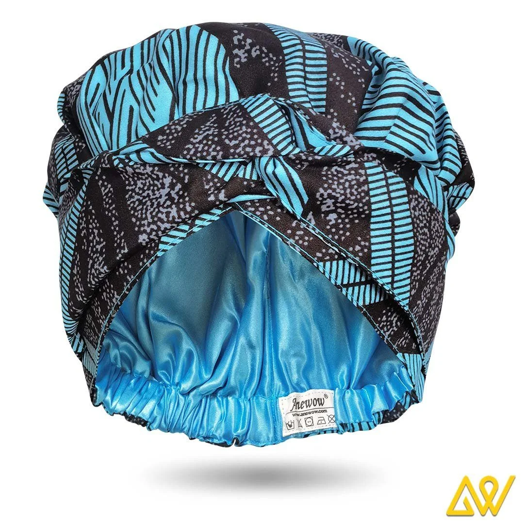 African Print Head Wrap With Satin-Lined-AW1207