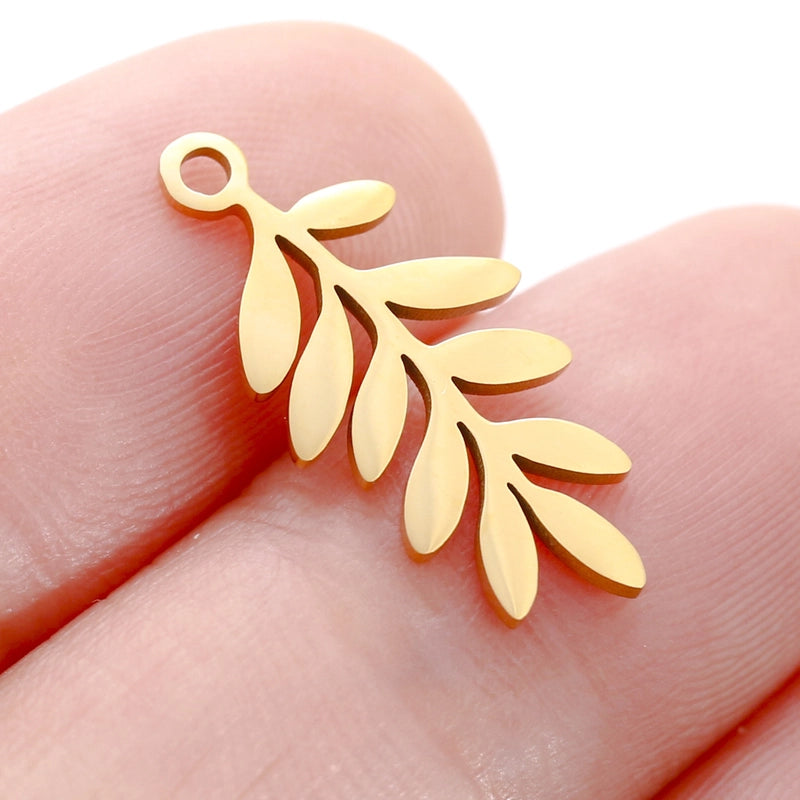 5 PCS/Package 304 Stainless Steel Leaf Four Leaf Clover Ginkgo Leaf Pendant Jewelry Accessories