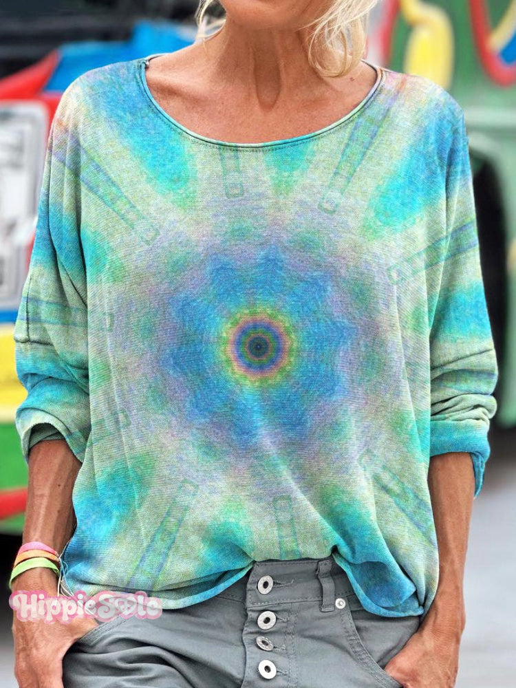 Fantasy Kaleidoscope Print Long Sleeve Multicolor / S