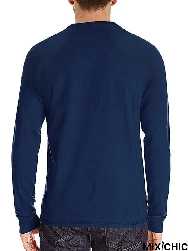 Men's Long Sleeve T-Shirt Solid Color Casual Top Basic Non-Printing Shirt Soft Touch Daily Wear