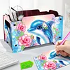 5D DIY Diamond Painting Decorative Storage Box Wood Storage Clutch (Dolphin)