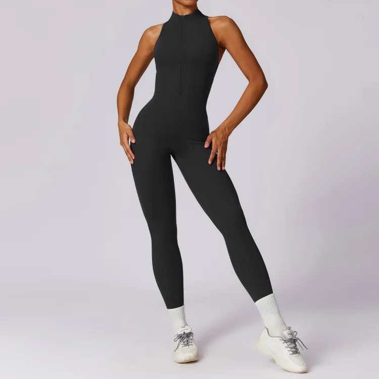PASUXI High Quality Zipper Jumpsuit Active Wear Seamless Sets Running Yoga Suits Jumpsuits for Women huanwei