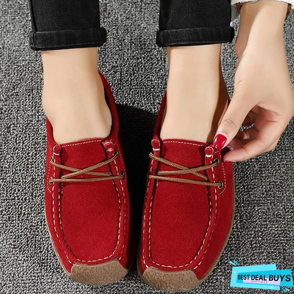 Women PU Leather Loafers Lace Up Folding Moccasins Foldable Casual Flats Shoes