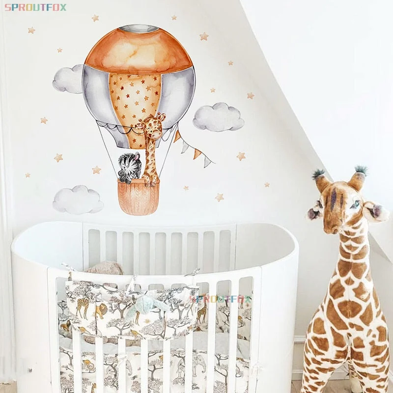 Giraffe Wall Stickers For Kids Rooms Children's Room Animal Plane Decorative Vinyls For Walls Cartoon Wall Stickers Child