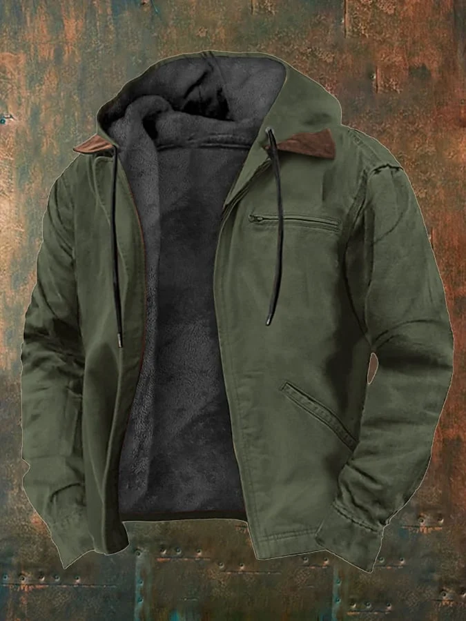 Men's Retro Western Style MultiPocket Fleece Jacket