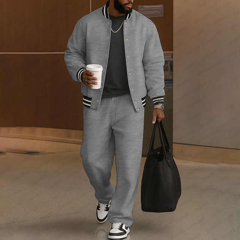 Classic Striped Trim Jacket & Pants Set | Stylish Men&rsquo;s Casual Outfit