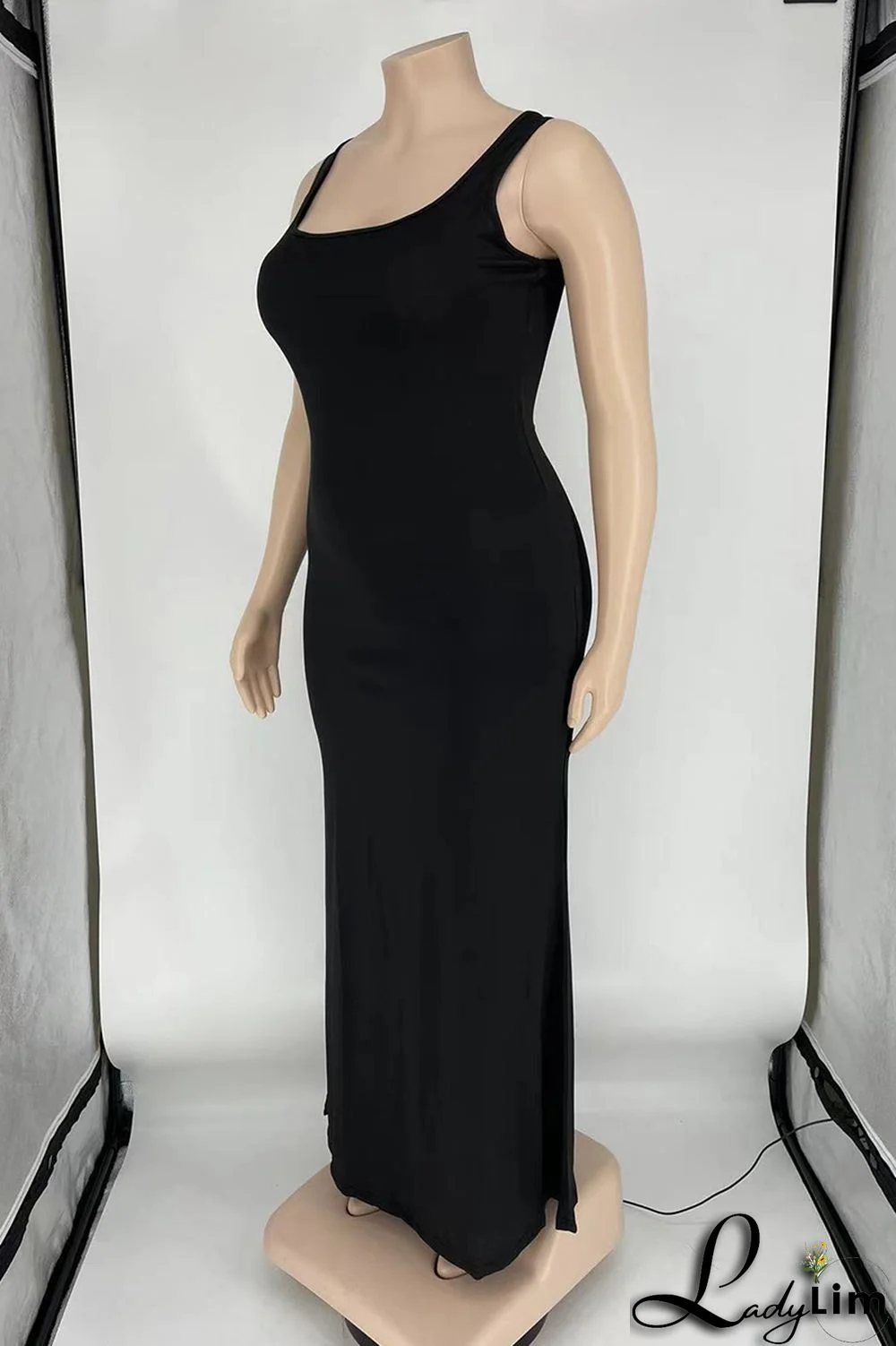 Purple Sexy Casual Plus Size Solid Basic U Neck Vest Dress