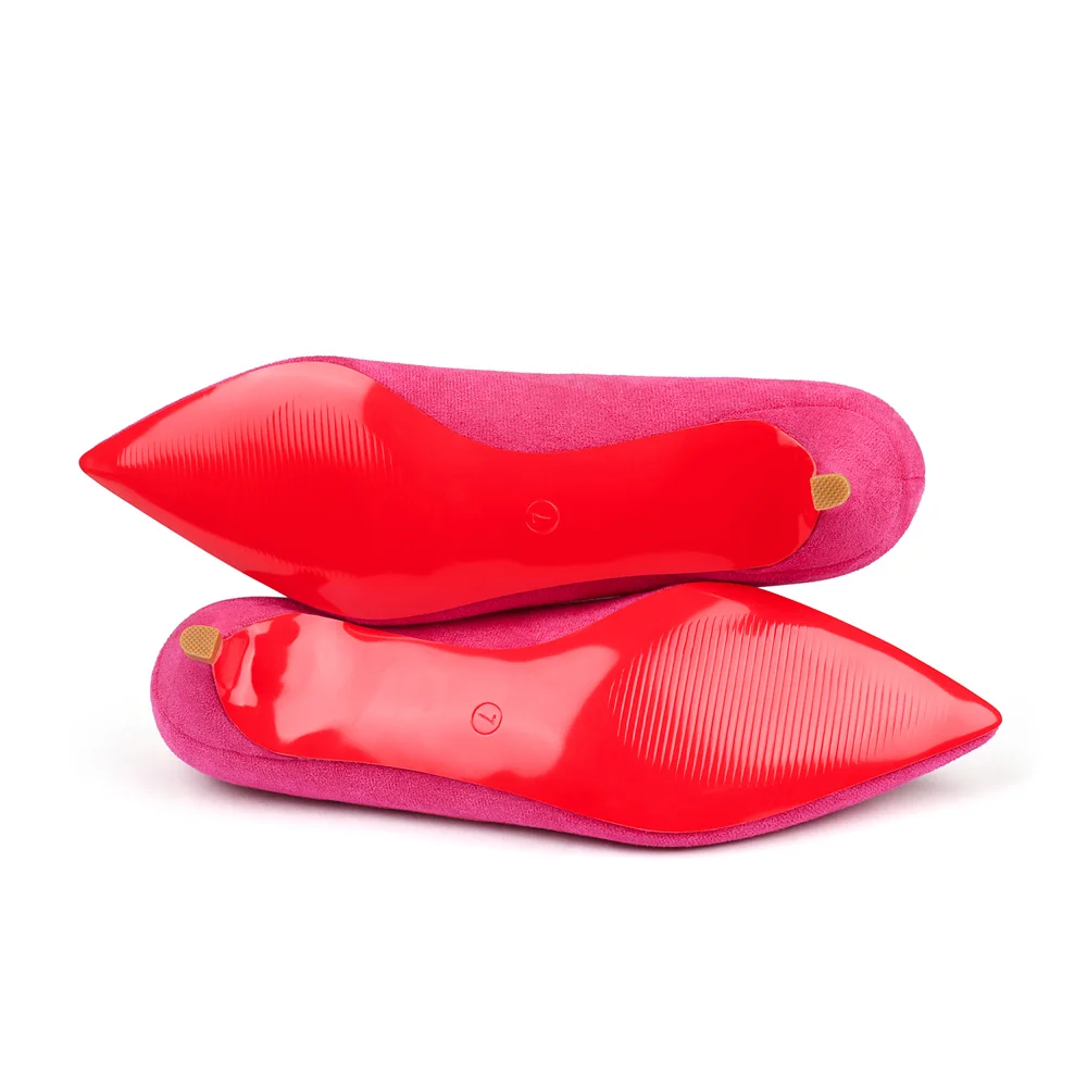 30mm Pointed Toe Red Bottom Kitten Heels Slip On Daily Office Comfortable Suede Pumps for Women-MERUMOTE