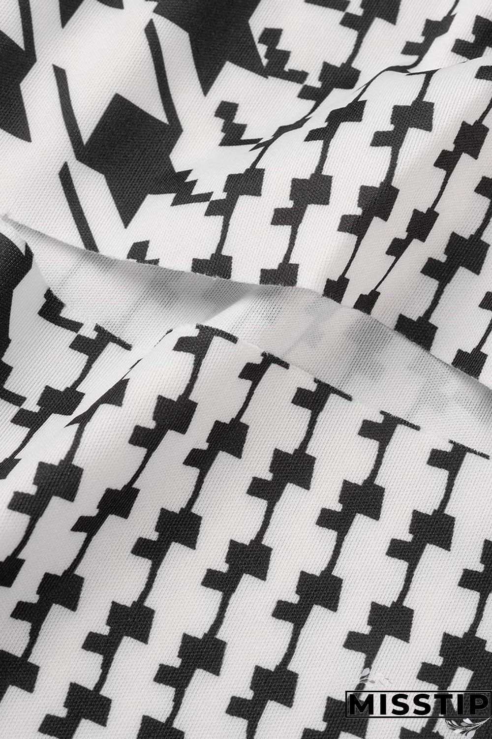 Black White Casual Print Ripped Printing Cardigan Collar Long Sleeve Two Pieces