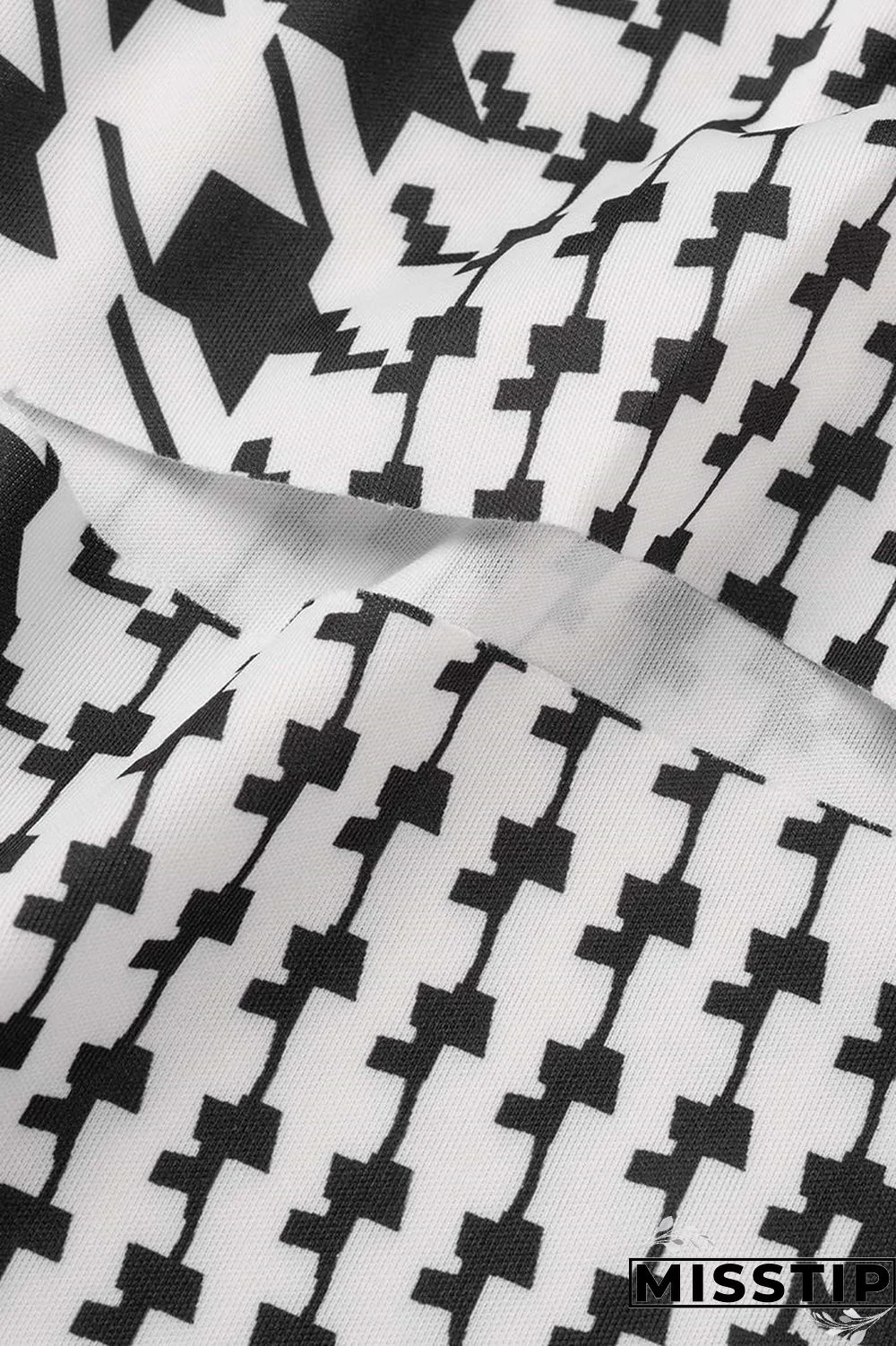 Black White Casual Print Ripped Printing Cardigan Collar Long Sleeve Two Pieces