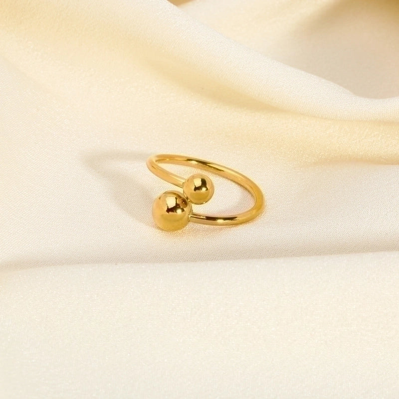 201 Stainless Steel 18K Gold Plated Vintage Style French Style Plating Inlay Ball Zircon Open Rings