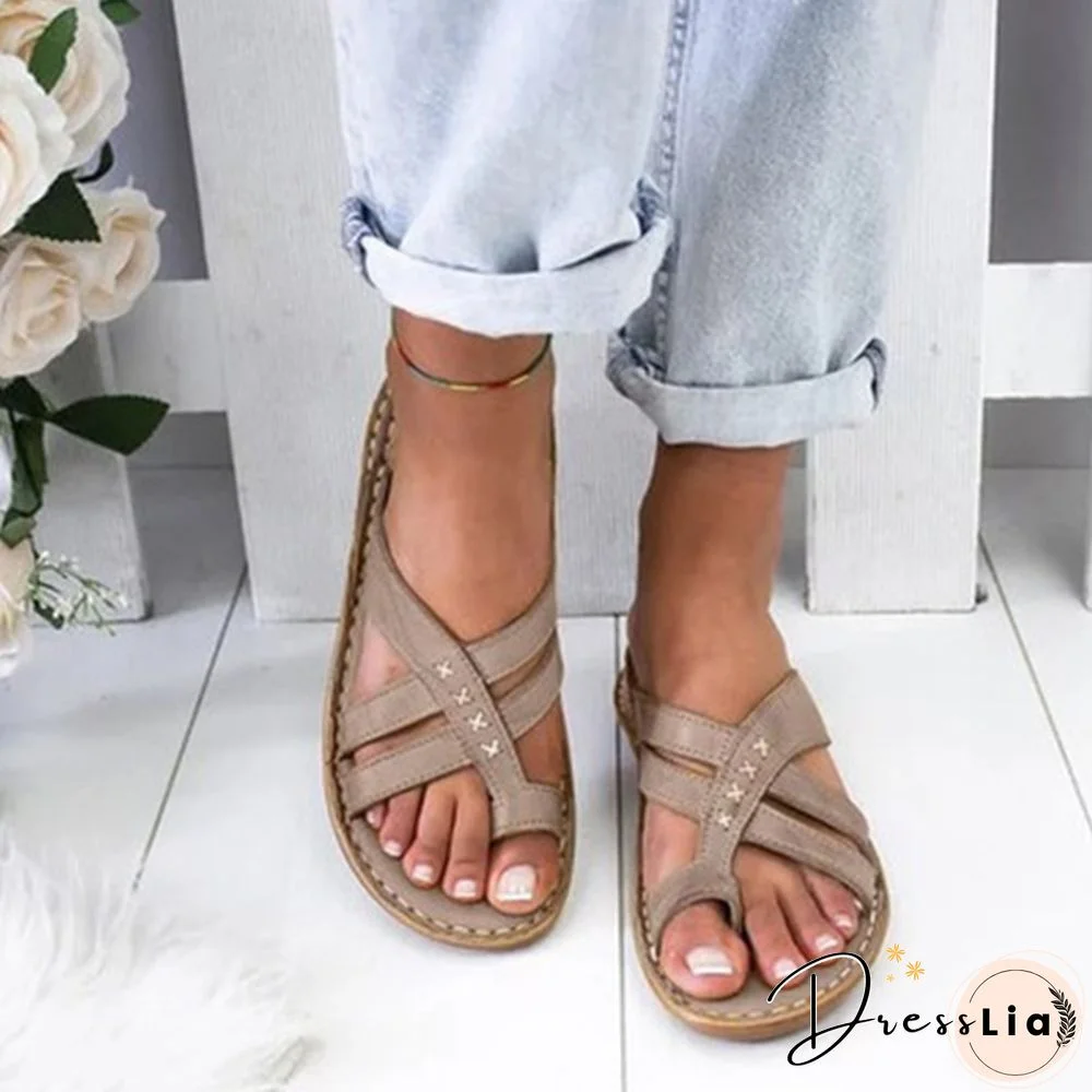 Summer Sandals Women Comfy Slippers Roman Leather Wedge Sandals Low Heels Beach Shoes Casual Flip Flops Sandalia Feminina