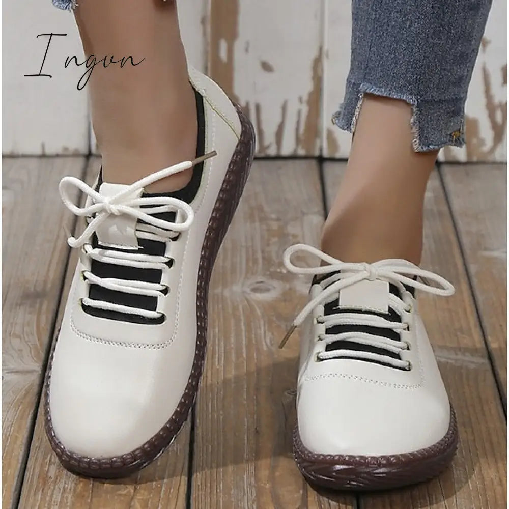 Ingvn - Women’s Flats Oxfords Comfort Shoes Hand Stitching Outdoor Daily Flat Heel Round Toe