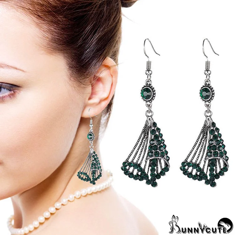 Women's Vintage Multi-layer Alloy Rhinestone Pendant Earrings