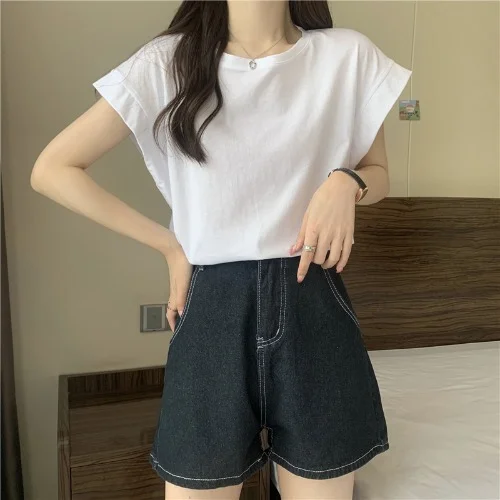 Uveng Uveng Sense Small Flying Sleeve T-Shirt Women's Summer 2024 New Loose Shirt Short-Sleeved Student Jacket Tide