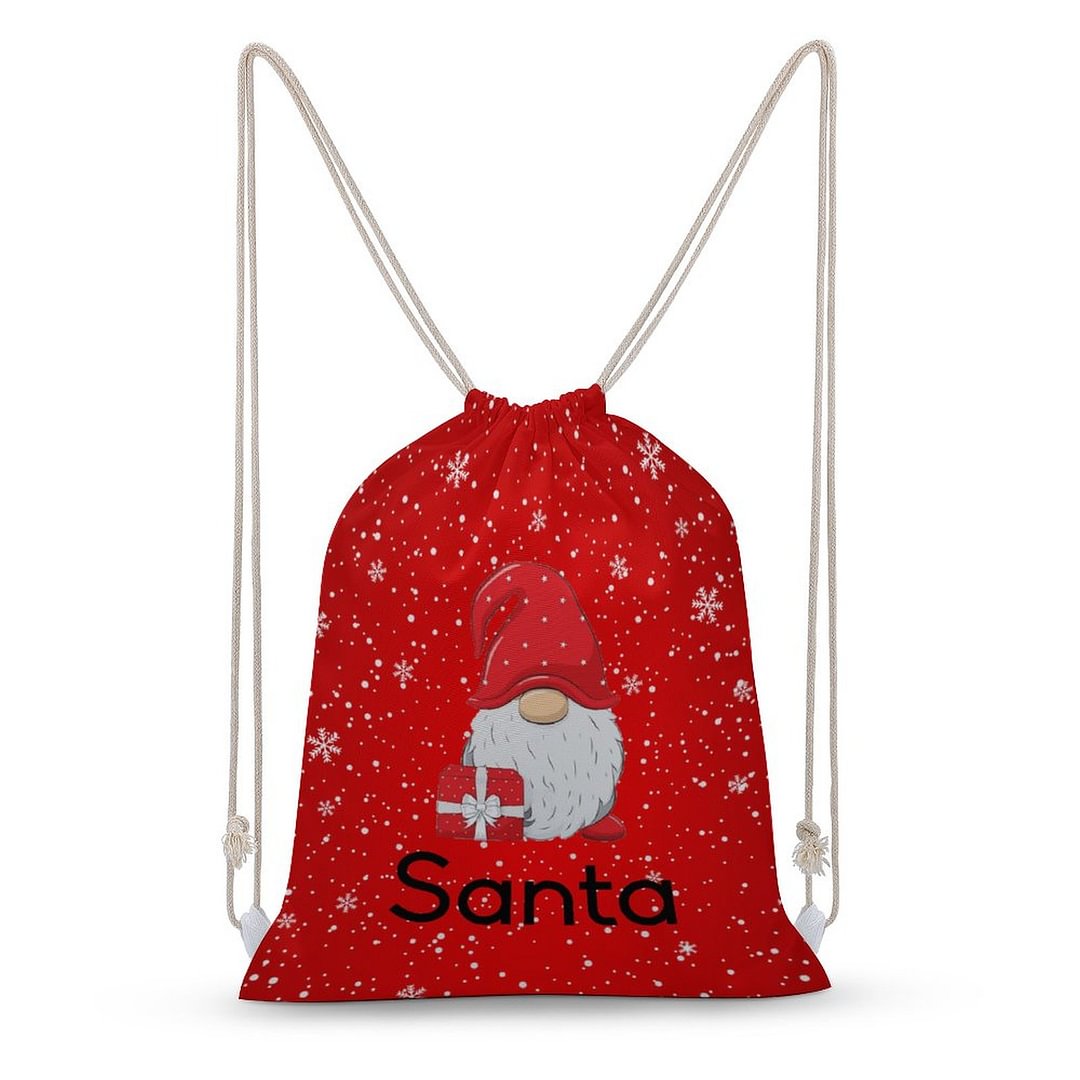 Custom Santa Red Drawstring Backpack