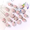 Lovely Painting Pink Flower Butterfly Beads DIY Jewelry Accessories