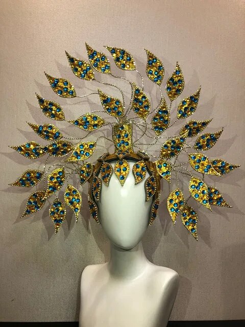 VCSHOES Brazil Rio Spanish Cuba Santiago Havana Venice Dionysia Carnival Float Mask Dress Masque Ball Costume Samba Plumage Plume Headd