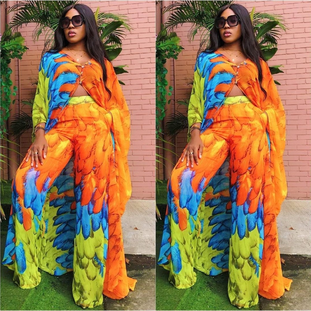 Two Piece Set Women Africa Clothes African Dashiki New Fashion 2 Piece Sets Long Dress Pants Suit Party Dresses Big Size Robe