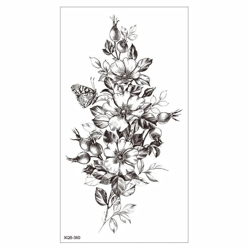 Waterproof Tattoo Sticker Temporary Tattoo Black Rose Tattoo Leg Chest Arm Tattoo Man Woman Tattoo Skin Tattoo Art Tatouage TaTy 712