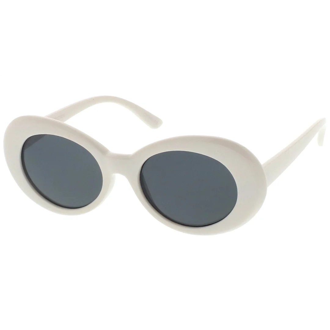 Retro White Oval glasses With Tapered Arms Colored Round Lens  51mm