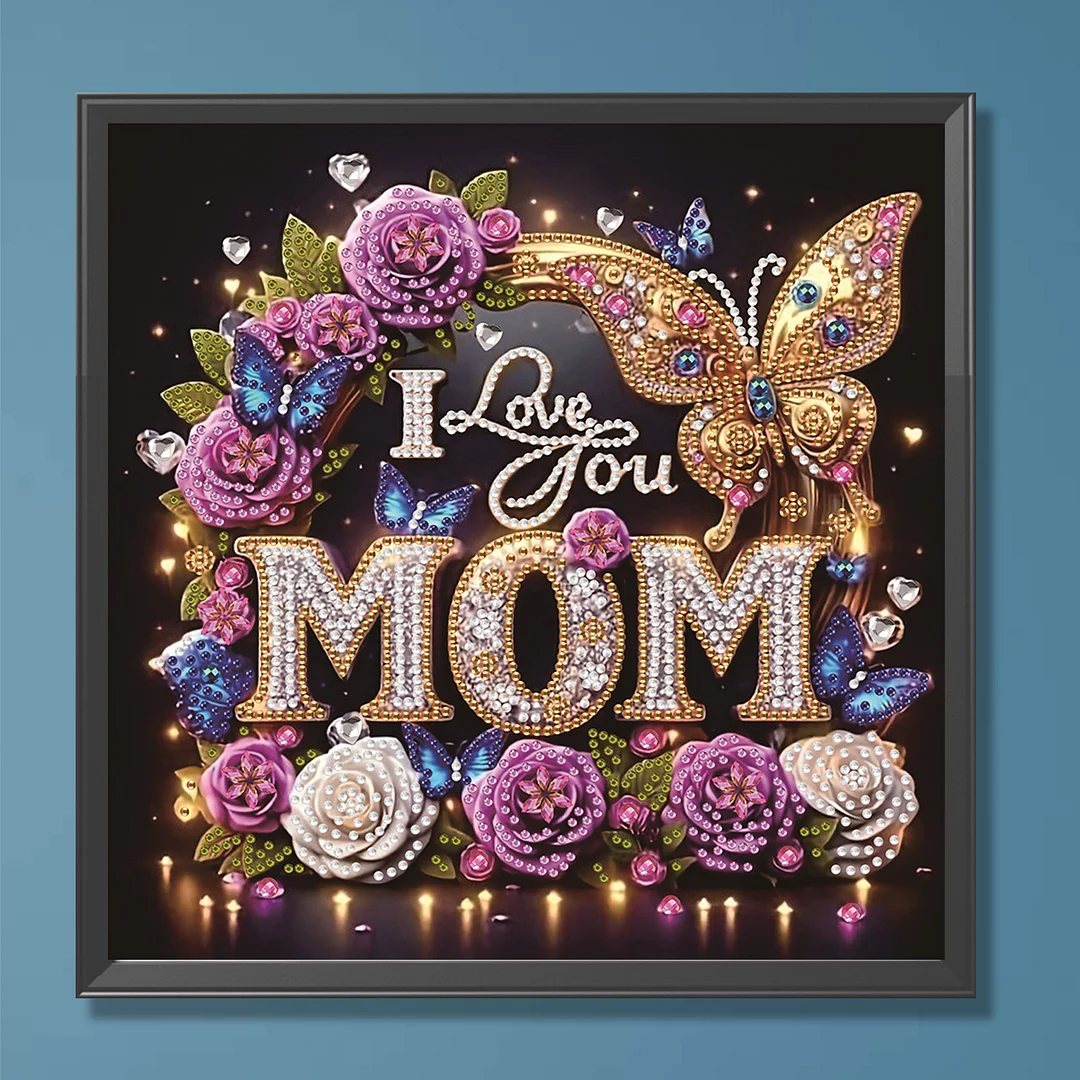 Diamond Painting - Partial Special Shaped Drill - I Love You Mom(Canvas|30x30cm)