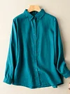 100% Linen Long Sleeve Casual Shirt In Solid Color
