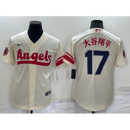 Men's Los Angeles Angels #17 Shohei Ohtani 2022 Cream City Connect Cool Base Stitched Jersey K3CT