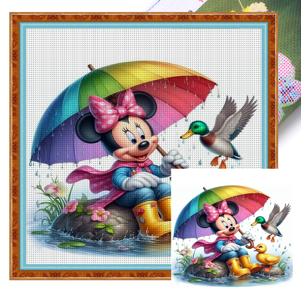 Umbrella Mickey Full 11CT Pre-stamped Canvas(40*40cm) Cross Stitch