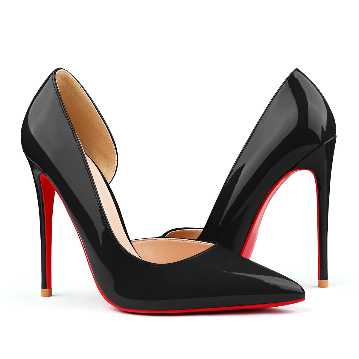 120mm Women's Classic Pumps Patent Closed Pointed Toe Bridal Wedding Party Red Bottom-MERUMOTE